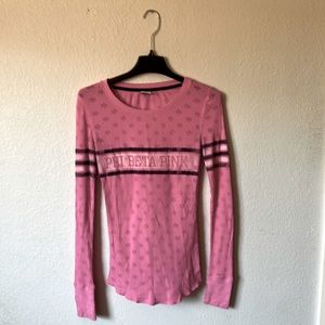 PINK Victoria’s Secret-Snowflake Print Long John Top-Hot Pink-Size Small